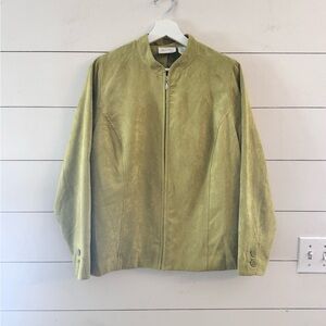 Studio Works Faux Suede Green Full Zip Jacket Size 18W